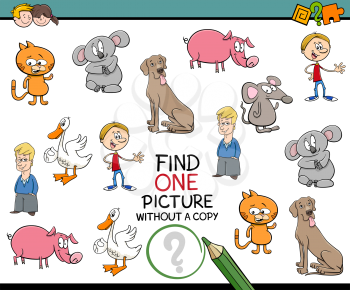 Cartoon Illustration of Educational Activity of Finding Picture for Children