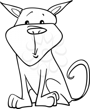 Black and White Cartoon Illustration of Funny Dog Animal Character Coloring Page