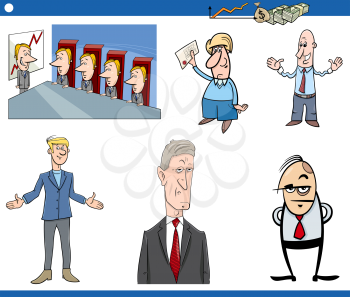 Cartoon Illustration Set of Businessman Characters and Business Concepts