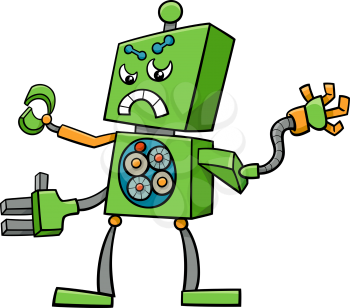 Cartoon Illustration of Robot Science Fiction or Fantasy Character