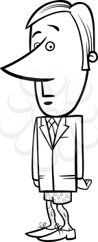 Black and White Concept Cartoon Illustration of Businessman without his Pants