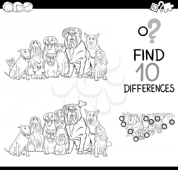 Black and White Cartoon Illustration of Finding Details Educational Activity for Children with Farm Animal Characters Coloring Book