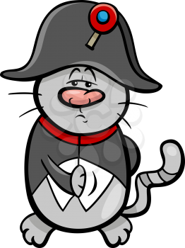 Cartoon Illustration of Emperor Cat in Napoleon Costume