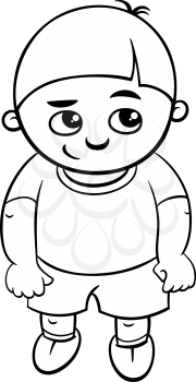 Black and White Cartoon Illustration of Elementary School Age or Preschool Boy Coloring Page