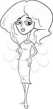Cartoon Illustration of Pretty Young Woman Character
