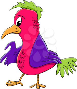 Cartoon Illustration of Colorful Bird Animal Character