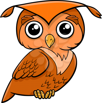 Cartoon Illustration of Cute Owl Bird Animal Character