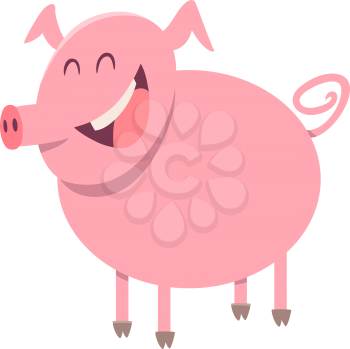 Cartoon Illustration of Pig Farm Animal Character