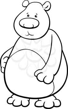 Black and White Cartoon Illustration of Bear Animal Character Coloring Page