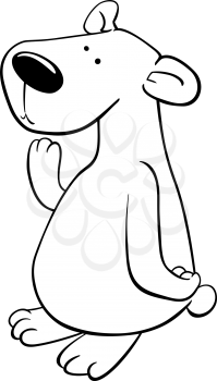 Black and White Cartoon Illustration of Cute Bear Animal Character Coloring Page