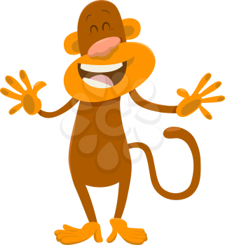 Cartoon Illustration of Cute Monkey Animal Character