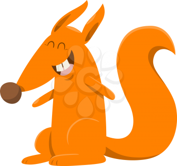 Cartoon Illustration of Happy Squirrel Animal Character