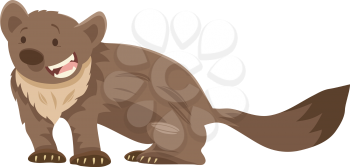 Cartoon Illustration of Cute Marten Wild Animal Character