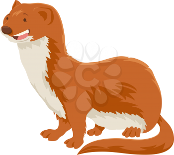 Cartoon Illustration of Cute Weasel Wild Animal Character