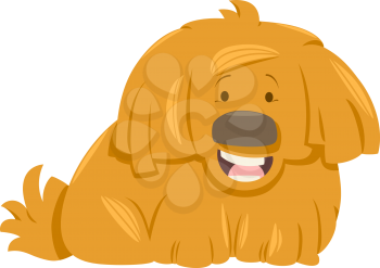 Cartoon Illustration of Cute Shaggy Yellow Dog Animal Character