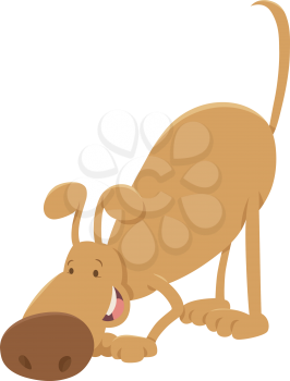 Cartoon Illustration of Funny Sniffing Dog Animal Character