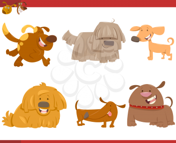 Cartoon Illustration of Cute Dogs or Puppies Animal Characters Set