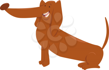 Cartoon Illustration of Funny Dachshund Dog Animal Character