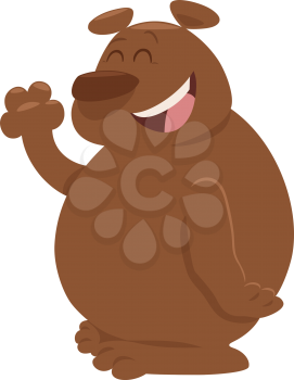 Cartoon Illustration of Funny Brown Bear Animal Character
