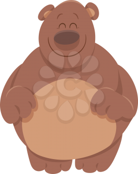 Cartoon Illustration of Cheerful Brown Bear Animal Character