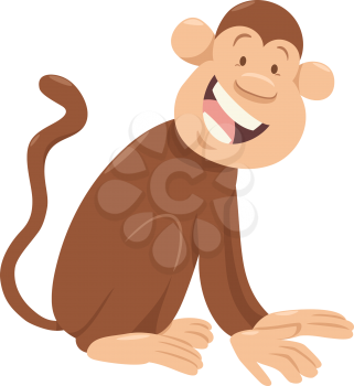 Cartoon Illustration of Cheerful Monkey Animal Character