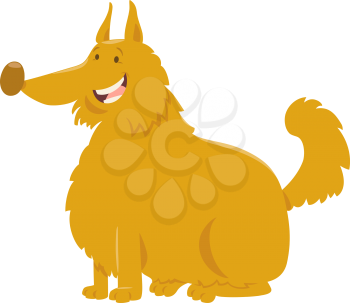 Cartoon Illustration of Yellow Shaggy Dog Animal Character