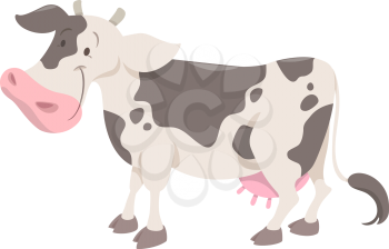 Cartoon Illustration of Spotted Cow Farm Animal