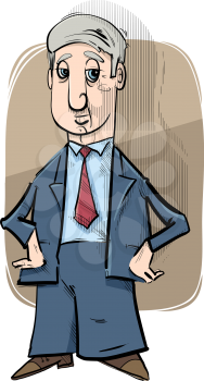 Drawing Illustration of Businessman Character Caricature