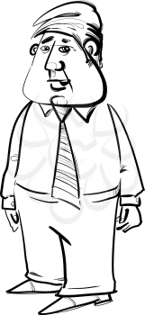 Black and White Drawing Illustration of Businessman Character Caricature Sketch