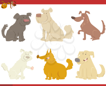 Cartoon Illustration of Happy Dogs Animal Pet Characters Set