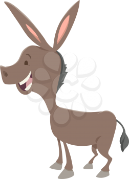 Cartoon Illustration of Cute Donkey Farm Animal Character