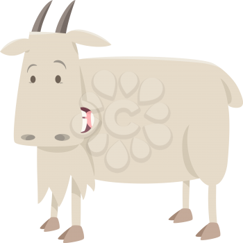 Cartoon Illustration of Cute Goat Farm Animal Character