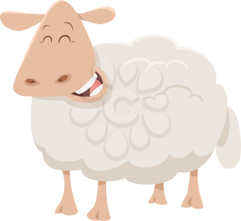 Cartoon Illustration of Cute Sheep Animal Character