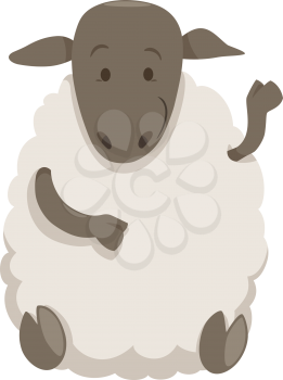 Cartoon Illustration of Cute Sheep Farm Animal