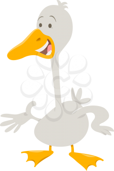 Cartoon Illustration of Cute Goose Farm Animal Character