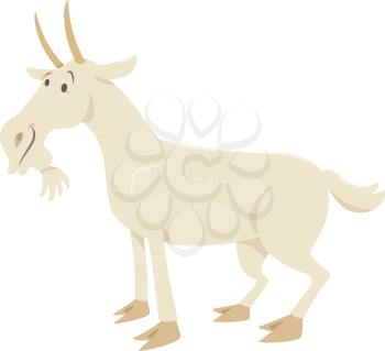 Cartoon Illustration of Funny Goat Farm Animal Character