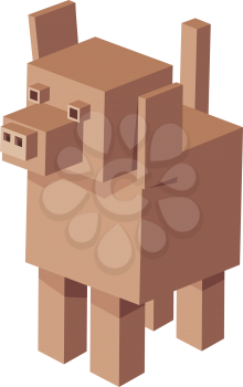 Cartoon Illustration of Cubical Dog Animal 3d Game Character