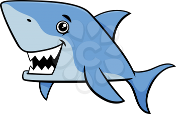 Cartoon Illustration of Shark Fish Sea Life Animal Character