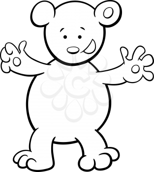 Black and White Cartoon Illustration of Little Bear Animal Character Coloring Page