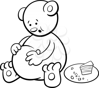 Black and White Cartoon Illustration of Little Bear Animal Character Coloring Page