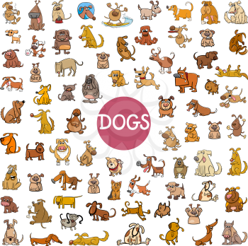 Cartoon Illustration of Dogs Pet Animal Characters Big Set