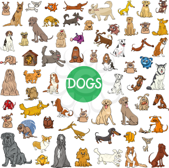 Cartoon Illustration of Dogs Pet Animal Characters Big Collection
