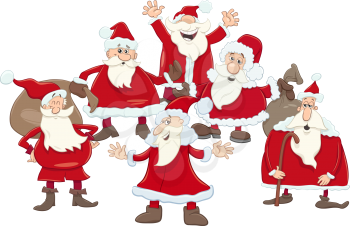 Cartoon Illustration of Santa Claus Christmas Characters Group