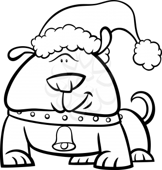 Cartoon Illustration of Dog Animal Character on Christmas Time