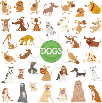 Cartoon Illustration of Cute Dogs Pet Animal Characters Big Set