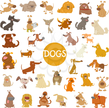 Cartoon Illustration of Funny Dogs Pet Animal Characters Big Set