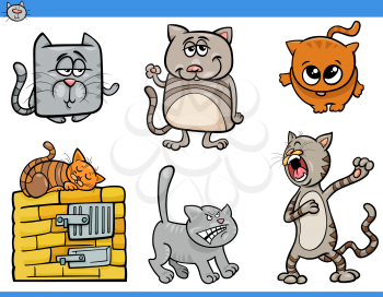 Cartoon Illustration of Funny Cats or Kittens Animal Characters Collection