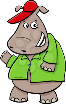 Cartoon Illustration of Hippopotamus Fantasy Animal Character