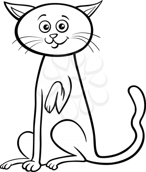 Black and White Cartoon Illustration of Domestic Cat Animal Character Coloring Book