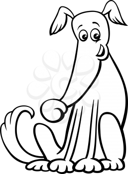 Black and White Cartoon Illustration of Cute Dog Animal Comic Character Coloring Book